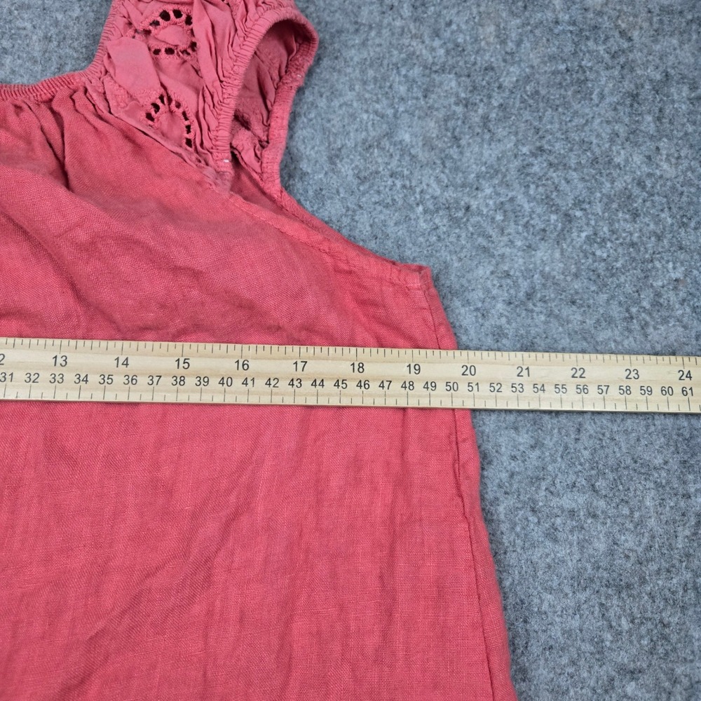 Terzo Millennio Linen Dress Womens Medium Pink Eyelet Lace Ruffle Made in Italy - Picture 7 of 8